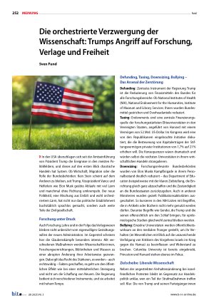 Vorschauseite 1: Die orchestrierte Verzwergung der Wissenschaft: Trumps Angriff auf Forschung, Verlage und Freiheit