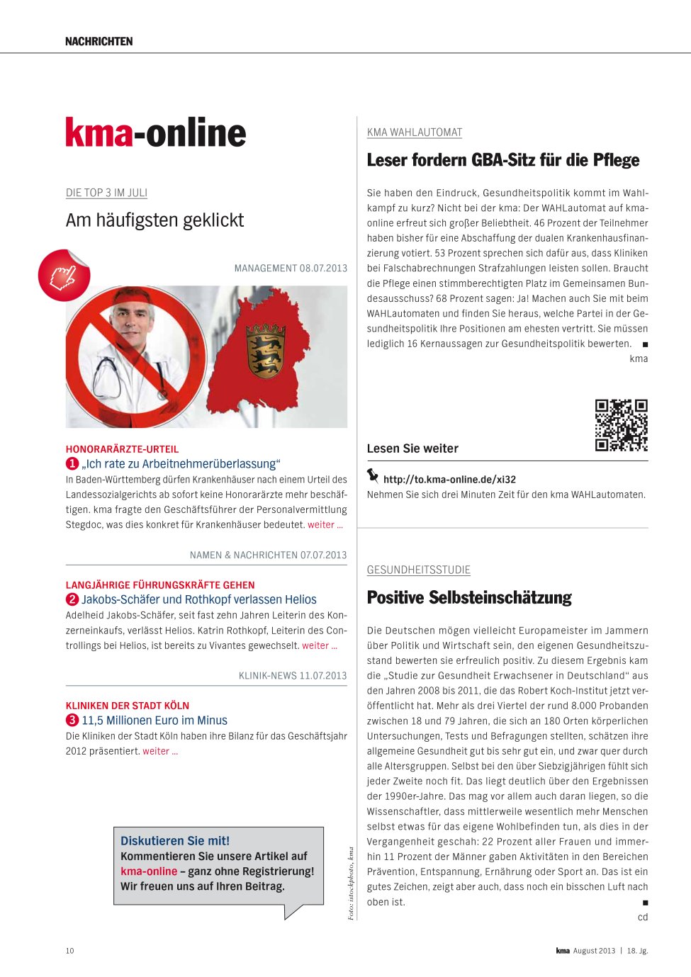 Vorschauseite 1: Leser fordern GBA-Sitz für die Pflege