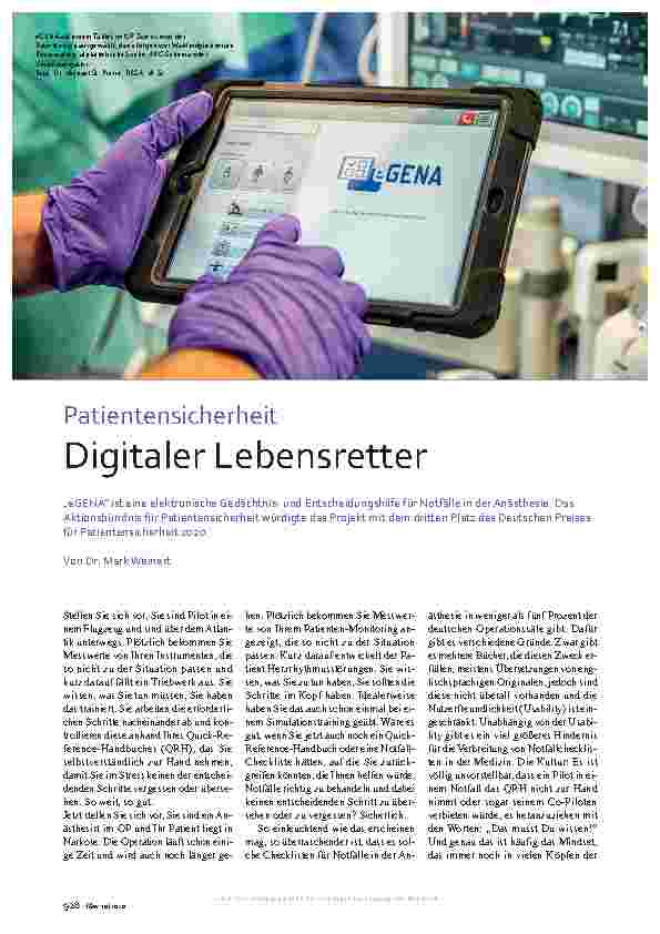 Vorschauseite 1: Patientensicherheit: Digitaler Lebensretter