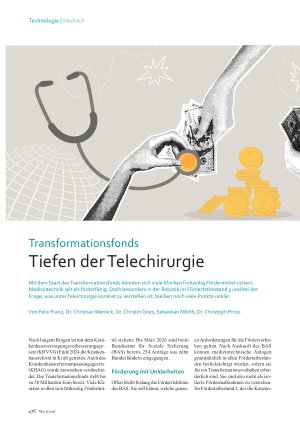 Vorschauseite 1: Transformationsfonds. Tiefen der Telechirurgie