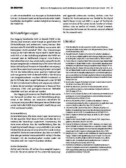 Vorschauseite 5: Ein Mapping zu Ausund Weiterbildungsangeboten in Public Health in der Schweiz