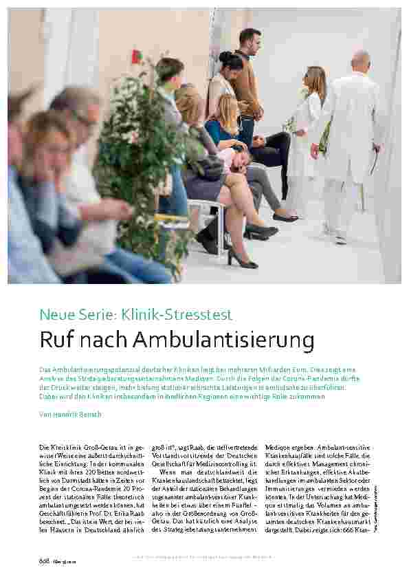 Vorschauseite 1: Neue Serie: Klinik-Stresstest Ruf nach Ambulantisierung