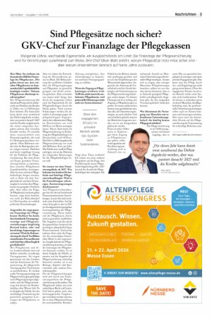 Vorschauseite 1: Sind Pflegesätze noch sicher? GKV-Chef zur Finanzlage der Pflegekassen