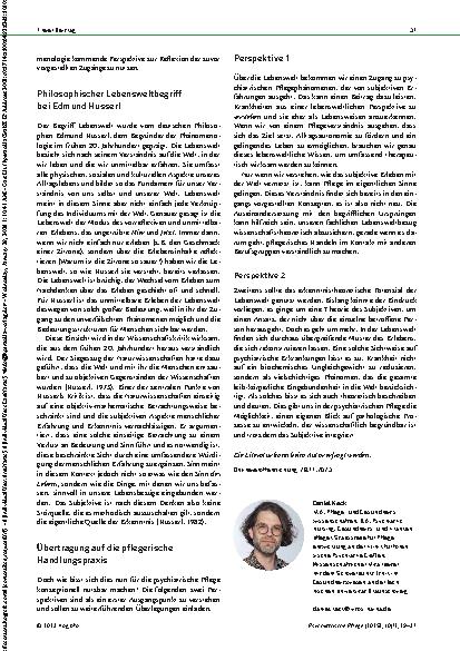 Vorschauseite 3: Rehabilitation des Subjektiven: Das Konzept der Lebenswelt in der Philosophie und die Bedeutung für die Pflege