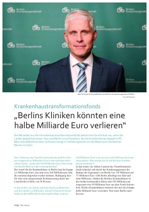 Vorschauseite 1: Krankenhaustransformationsfonds „Berlins Kliniken könnten eine halbe Milliarde Euro verlieren“