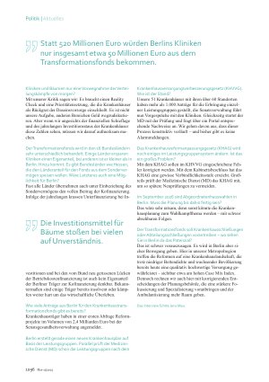 Vorschauseite 3: Krankenhaustransformationsfonds „Berlins Kliniken könnten eine halbe Milliarde Euro verlieren“