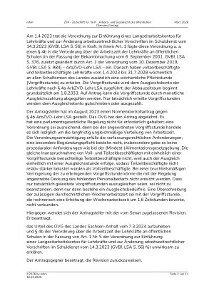 Vorschauseite 2: IV. Beamtenrecht Vorgriffsstunden für Lehrkräfte in Sachsen-Anhalt