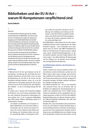 Vorschauseite 1: Bibliotheken und der EU AI Act – warum KI-Kompetenzen verpflichtend sind