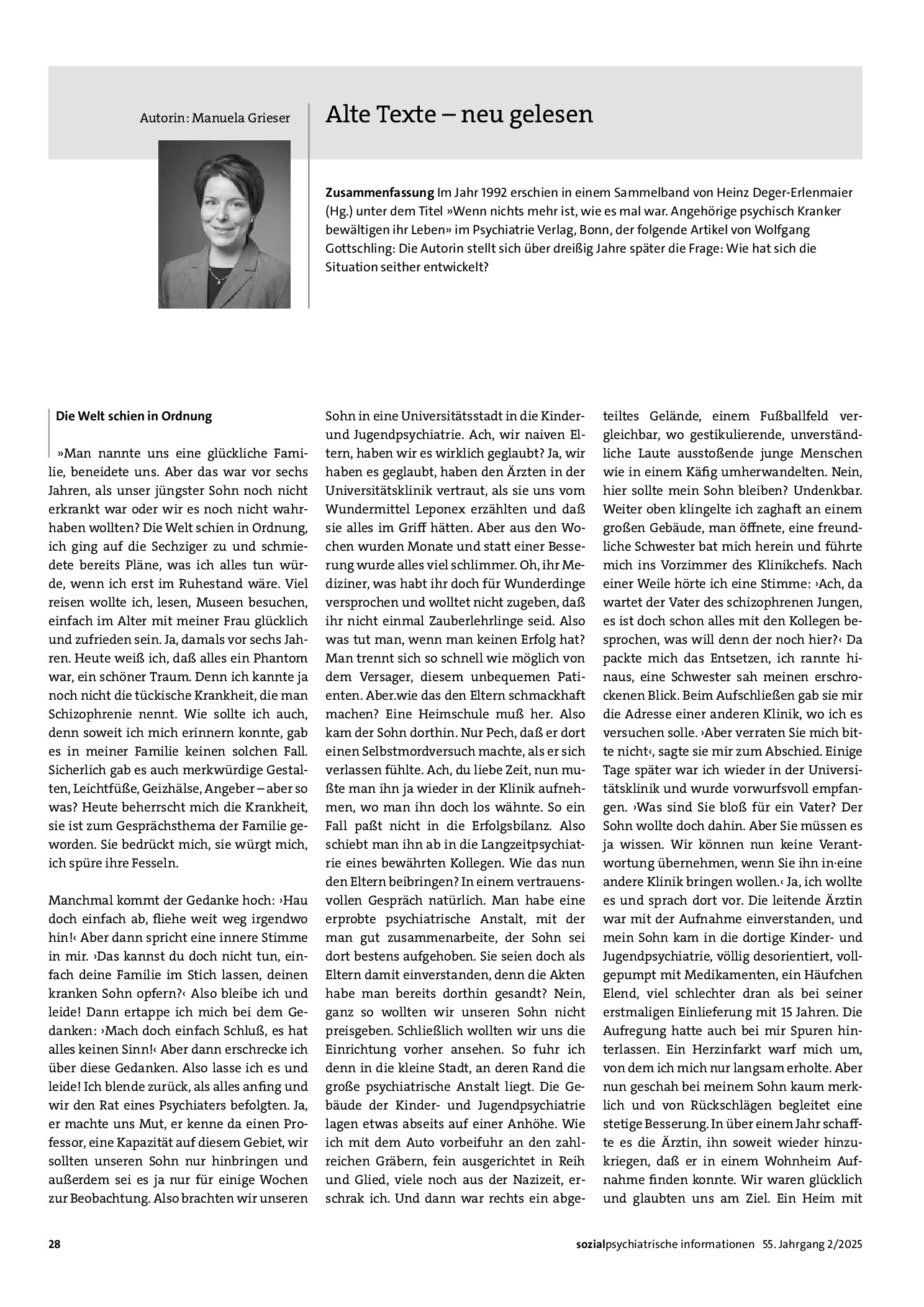 Vorschauseite 1: Alte Texte – neu gelesen. Die Welt schien in Ordnung