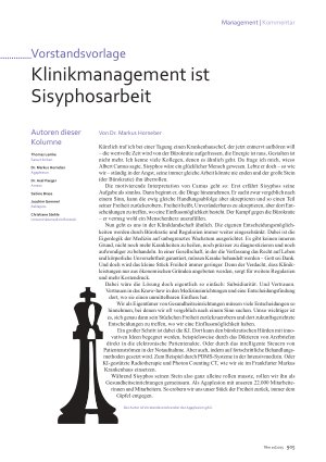 Vorschauseite 1: Vorstandsvorlage Klinikmanagement ist Sisyphosarbeit