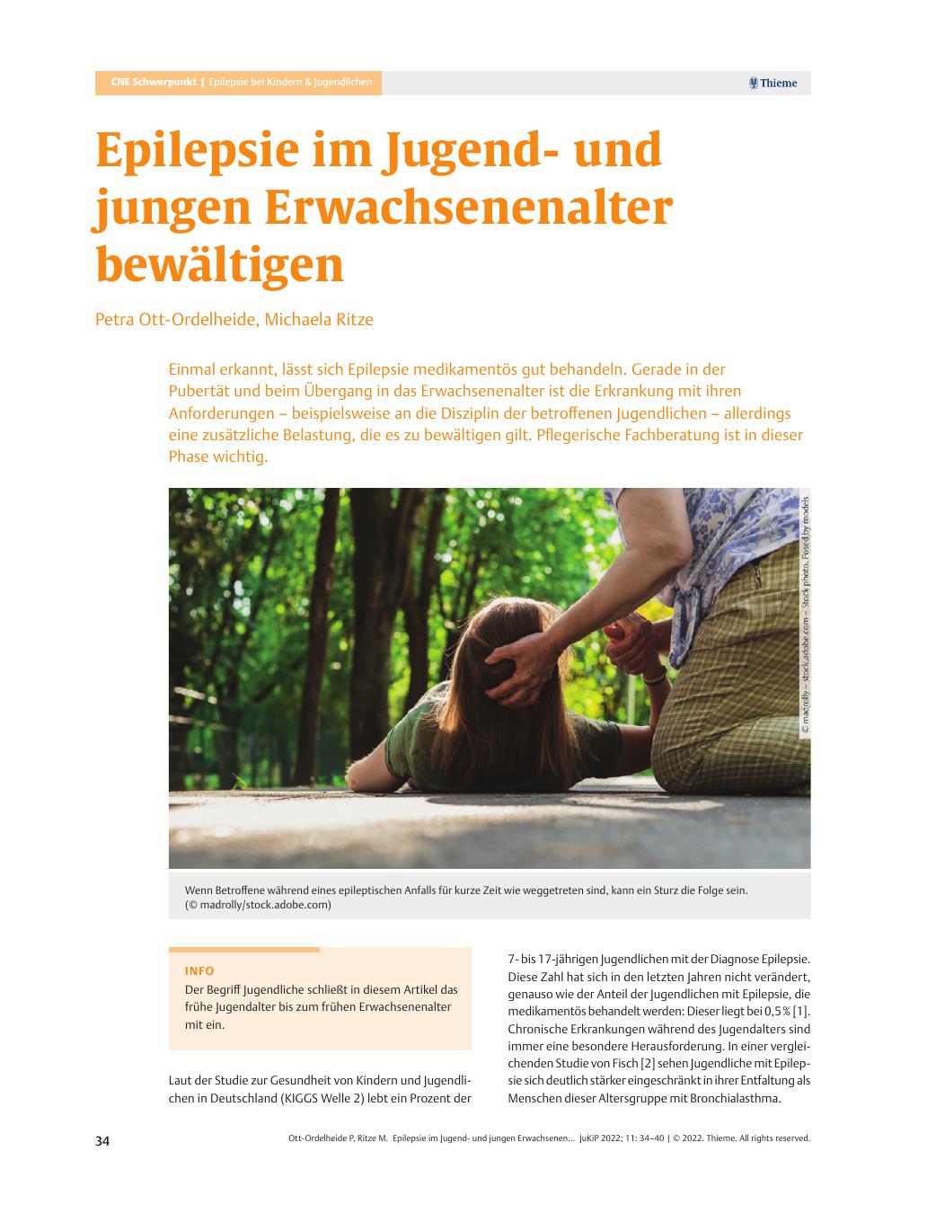 Vorschauseite 1: Epilepsie im Jugendund jungen Erwachsenenalter bewältigen