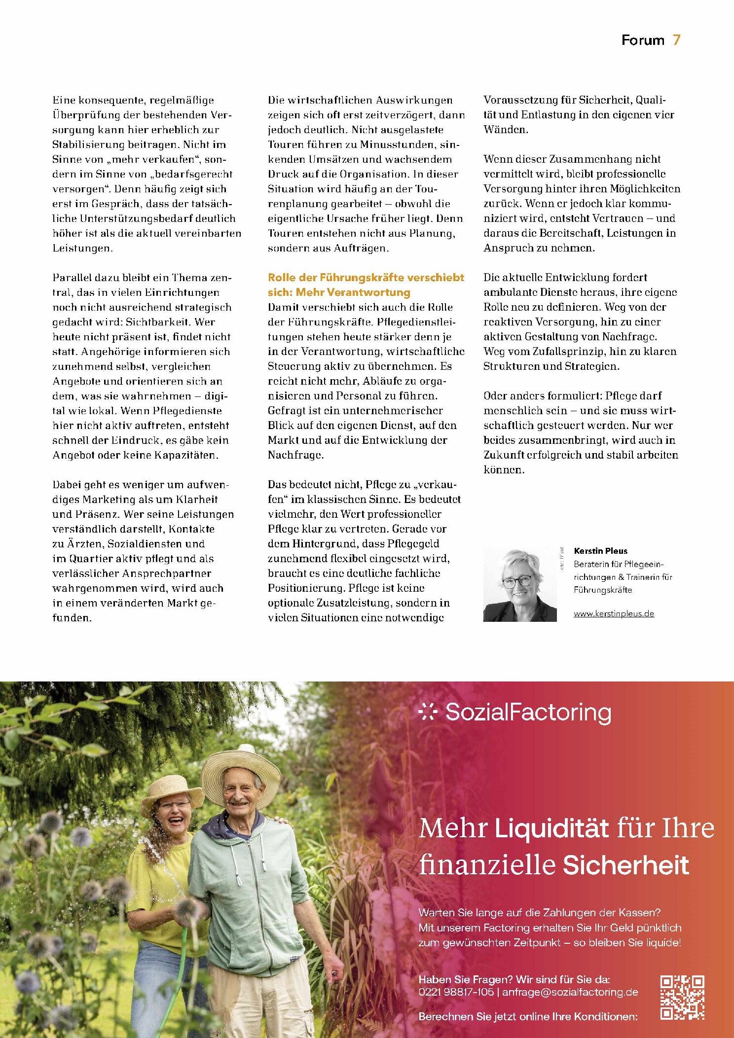 Vorschauseite 2: Menschliche Pflege braucht unternehmerische Stärke