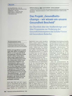 Vorschauseite 1: Das Projekt „Gesundheitschamps - wir wissen um unsere Gesundheit Bescheid"