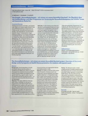 Vorschauseite 3: Das Projekt „Gesundheitschamps - wir wissen um unsere Gesundheit Bescheid"