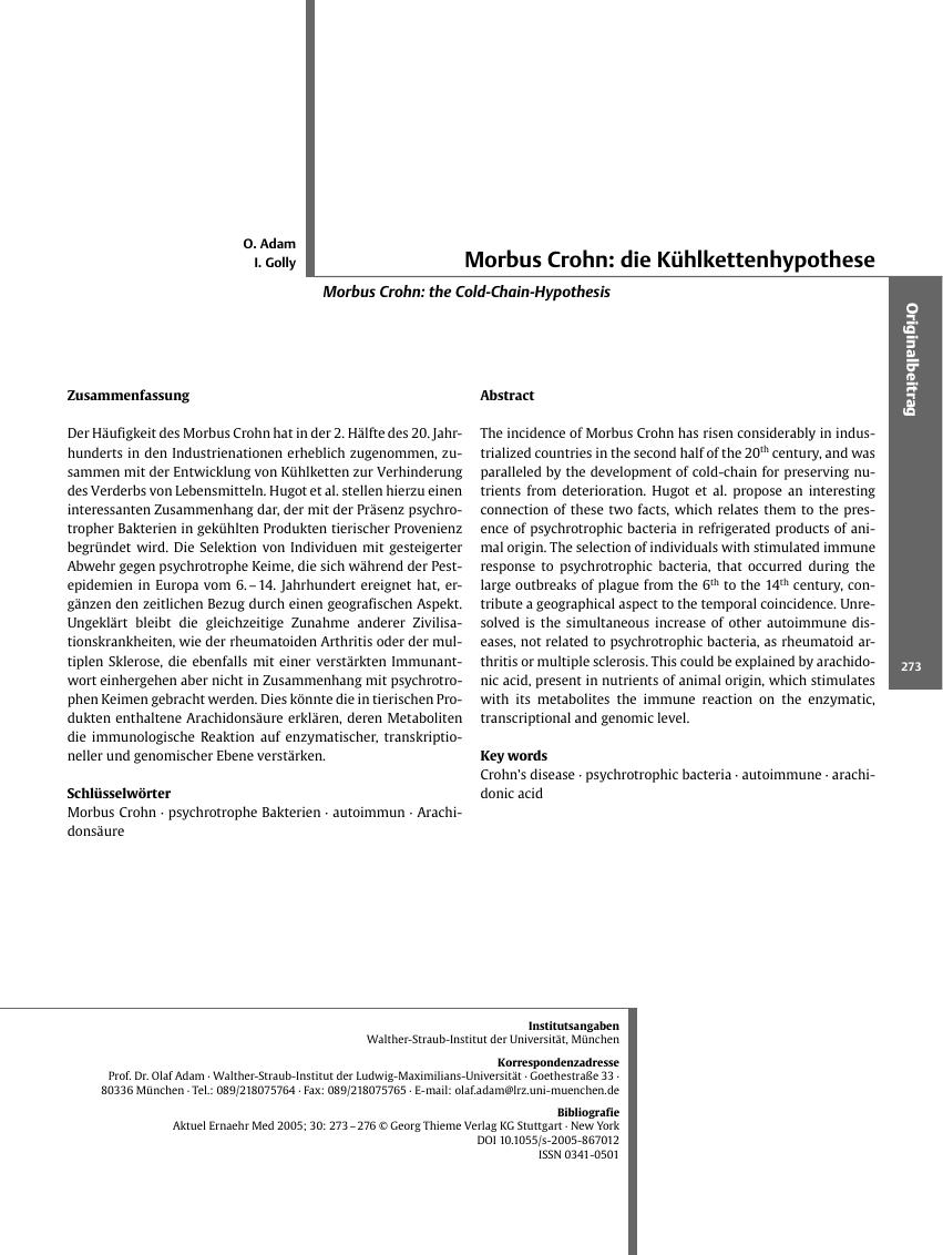 Vorschauseite 1: Morbus Crohn: die Kühlkettenhypothese