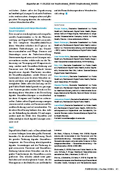 Vorschauseite 3: Digitalisierung im deutschen Gesundheitssystem als Chance für mehr Gesundheitsförderung und Prävention in einer alternden Bevölkerung