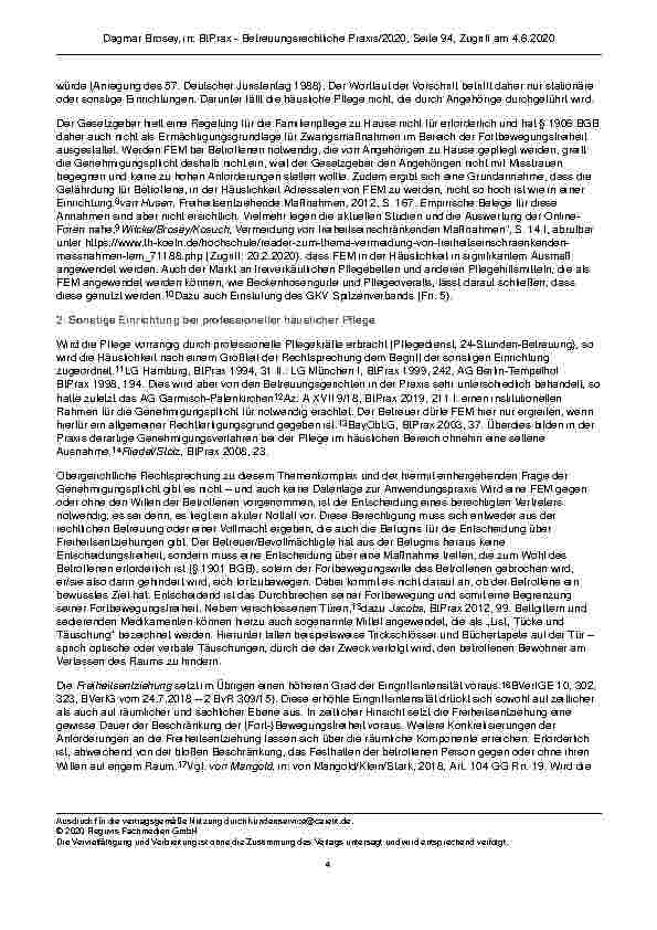 Vorschauseite 4: Freiheitseinschränkungen in der häuslichen Pflege – Kein rechtsfreier Raum