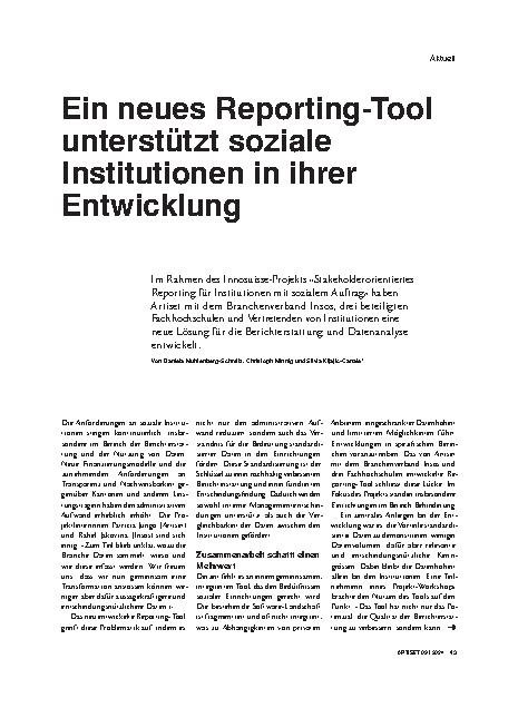 Vorschauseite 1: Ein neues Reporting-Tool unterstützt soziale Institutionen in ihrer Entwicklung.