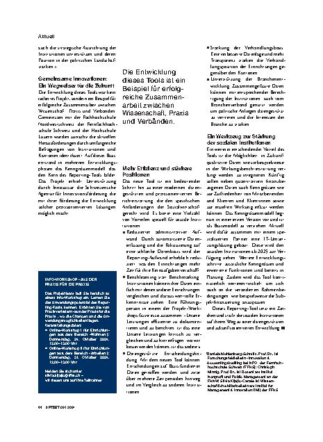 Vorschauseite 2: Ein neues Reporting-Tool unterstützt soziale Institutionen in ihrer Entwicklung.