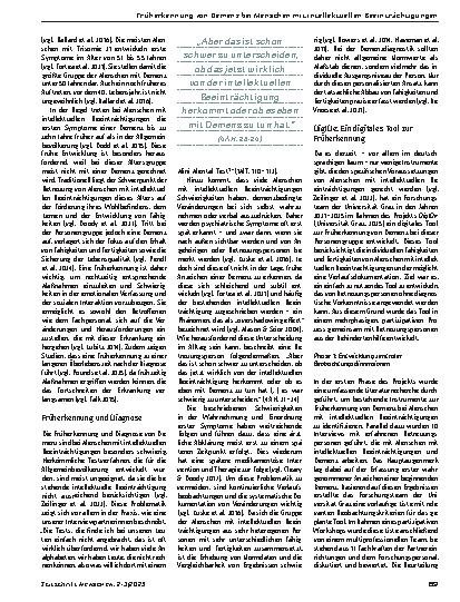 Vorschauseite 2: Früherkennung von Demenz bei Menschen mit intellektuellen Beeinträchtigungen