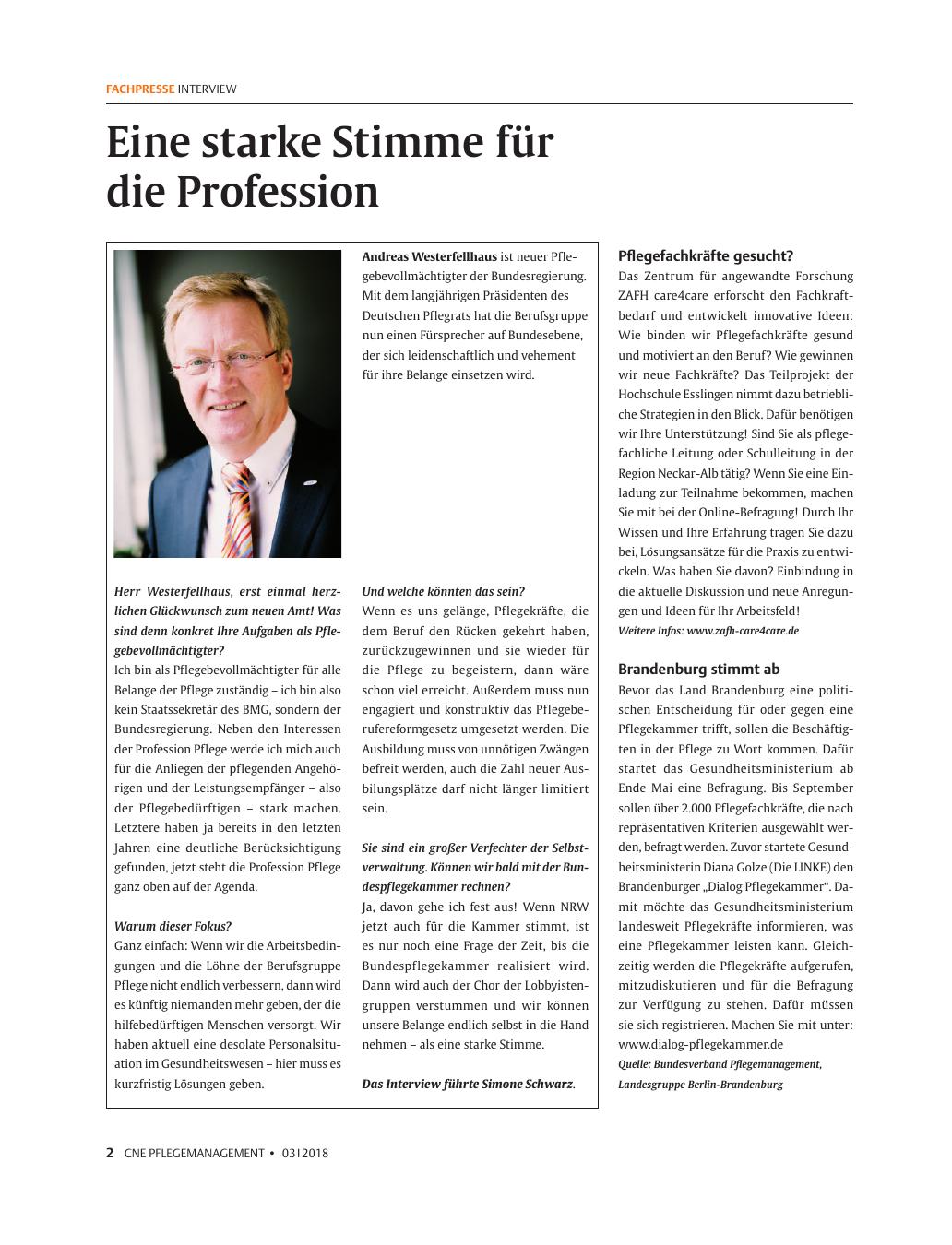Vorschauseite 1: Eine starke Stimme für die Profession
