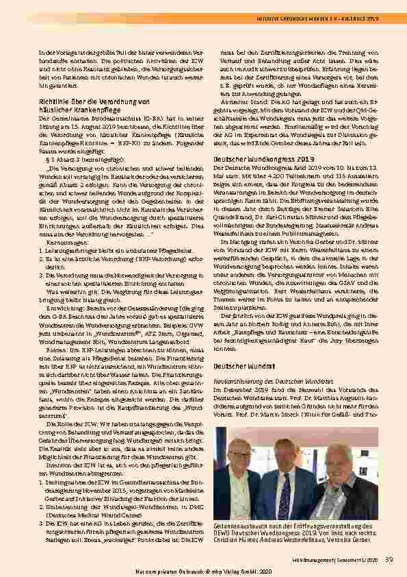 Vorschauseite 2: Rückblick 2019 der Initiative Chronische Wunden