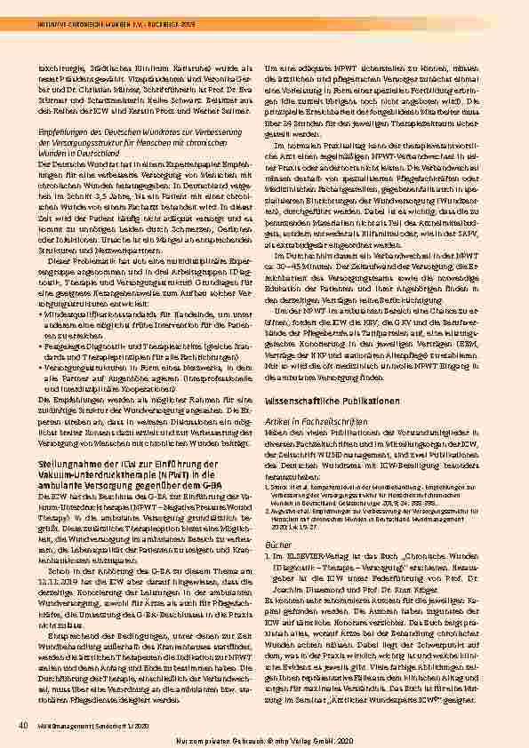 Vorschauseite 3: Rückblick 2019 der Initiative Chronische Wunden