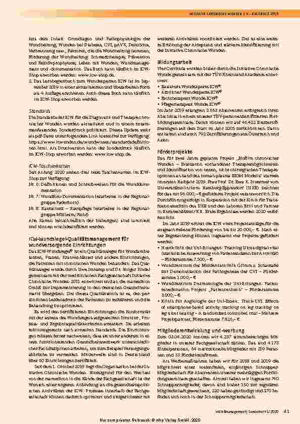 Vorschauseite 4: Rückblick 2019 der Initiative Chronische Wunden