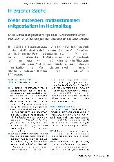 Vorschauseite 1: Mehr mitreden, mitbestimmen, mitgestalten im Heimalltag. Erste Umsetzungserfahrungen zur KDA-Initiative „Wohnen 6. 0“ im Förderprojekt der Deutschen Fernsehlotterie.