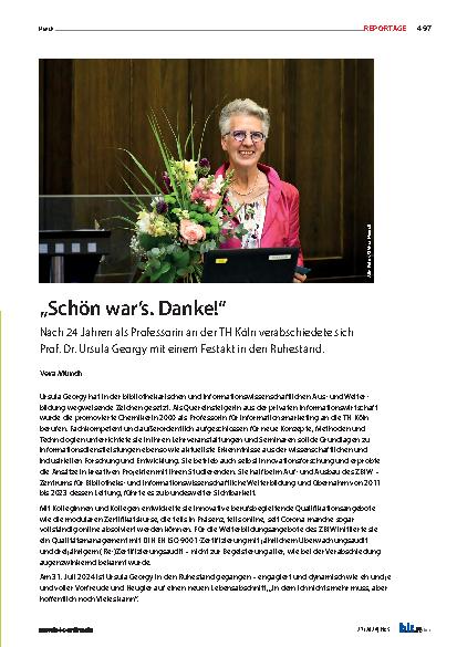 Vorschauseite 1: "Schön war s. Danke!"