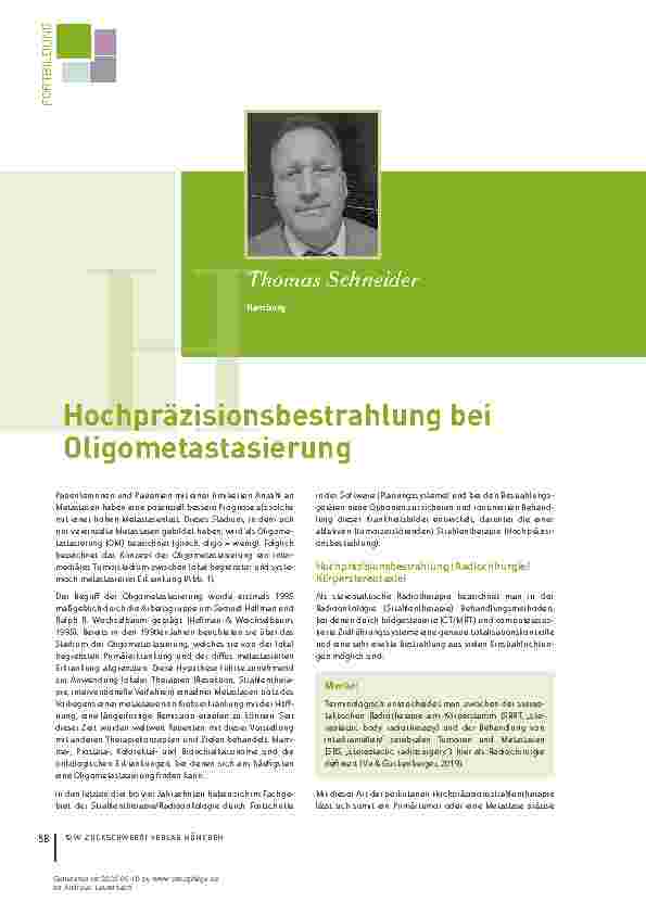 Vorschauseite 1: Hochpräzisionsbestrahlung bei Oligometastasierung
