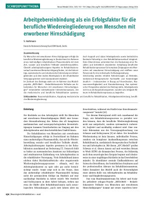 Vorschauseite 1: Arbeitgebereinbindung als ein Erfolgsfaktor für die berufliche Wiedereingliederung von Menschen mit erworbener Hirnschädigung