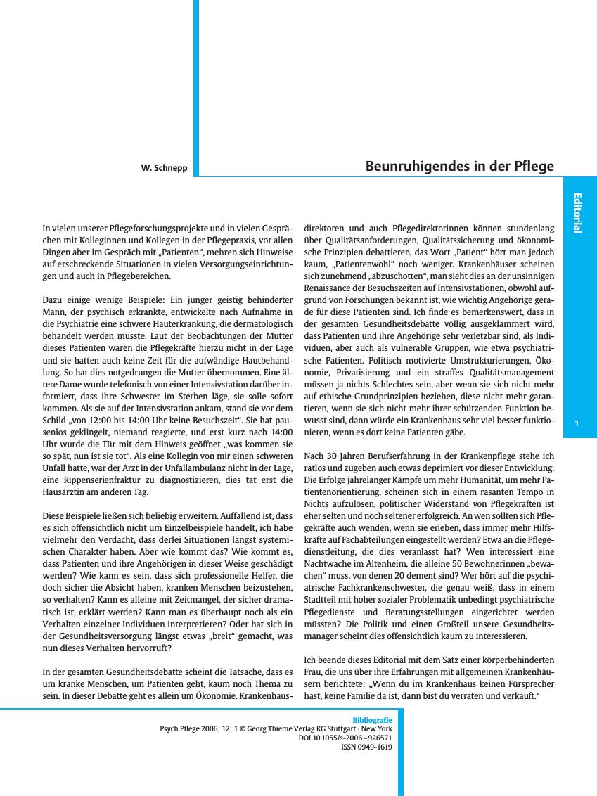 Vorschauseite 1: Beunruhigendes in der Pflege