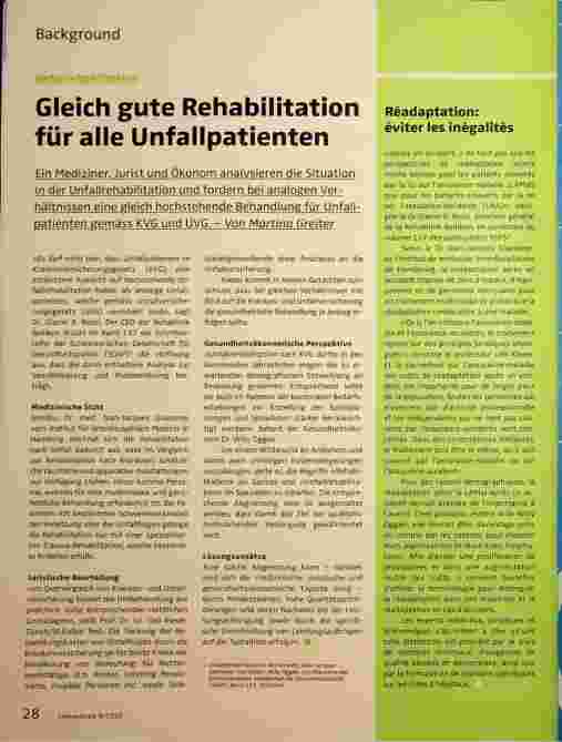 Vorschauseite 1: Gleiche gute Rehabilitation für alle Unfallpatienten