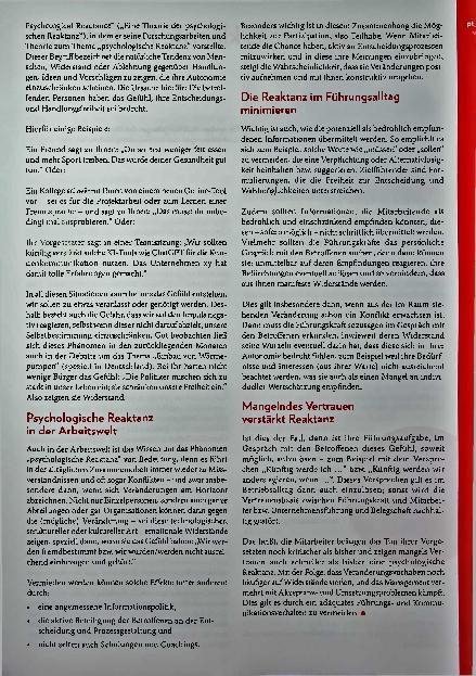 Vorschauseite 2: "Be the change: Reaktanz im Führungsund Betriebsalltag"