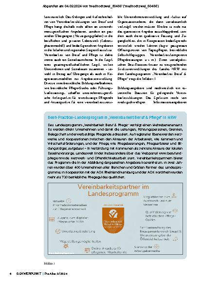 Vorschauseite 3: Vereinbarkeit im Lebensverlauf und die gesamtgesellschaftliche Verantwortung in der Vereinbarkeit von Beruf und Pflege