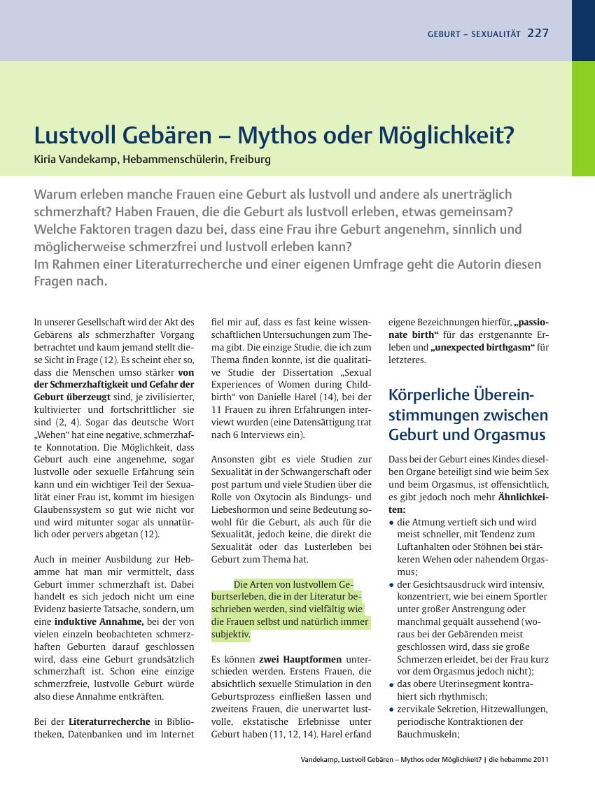 Vorschauseite 1: Lustvoll Gebären ? Mythos oder Möglichkeit?