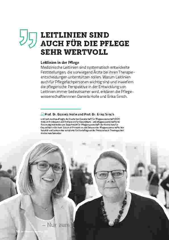 Vorschauseite 1: LEITLINIEN SIND AUCH FÜR DIE PFLEGE SEHR WERTVOLL