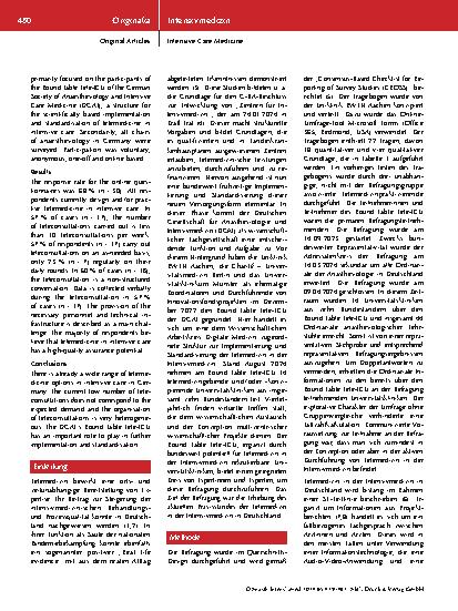 Vorschauseite 2: Telemedizin in der Intensivmedizin – Analyse einer deutschlandweiten Mixed-Method-Befragung zum Praxisstand