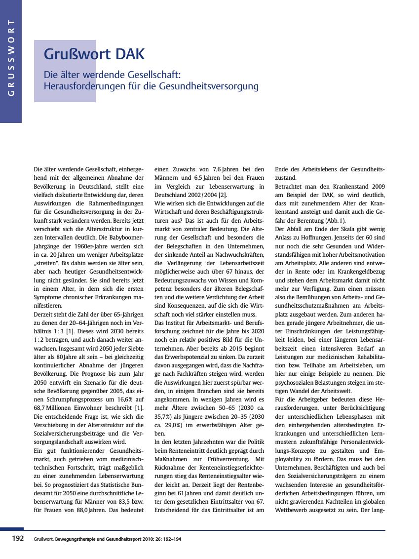 Vorschauseite 1: Grußwort DAK