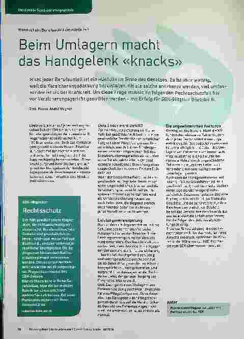 Vorschauseite 1: Beim Umlagern macht das Handgelenk "knackt".