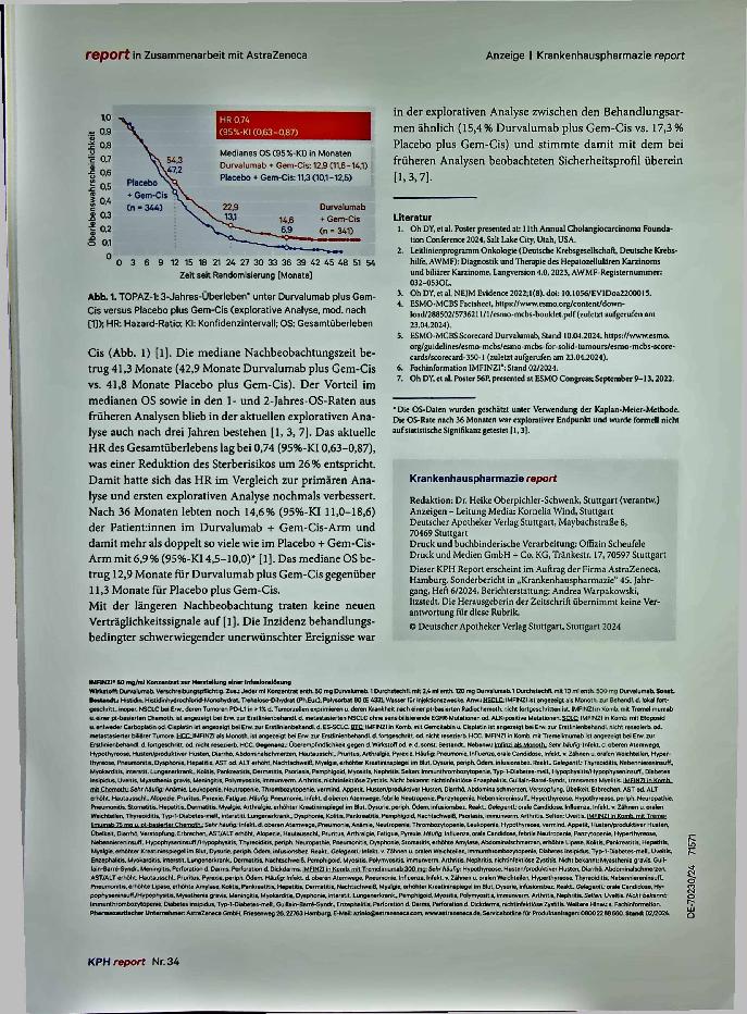 Vorschauseite 2: Durvalumab plus Chemotherapie in der Erstlinientherapie: 3-Jahres-Gesamtüberleben in der TOPAZ-1-Studie mehr als verdoppelt