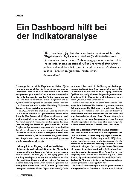 Vorschauseite 1: Ein Dashboard hilft bei der Indikatoranalyse.
