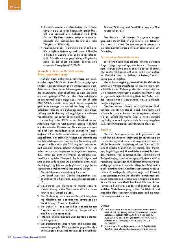 Vorschauseite 4: Schutz und Erhalt der psychischen Gesundheit von Mitarbeitern in Notaufnahmen und auf Intensivstationen während der COVID-19-Pandemie