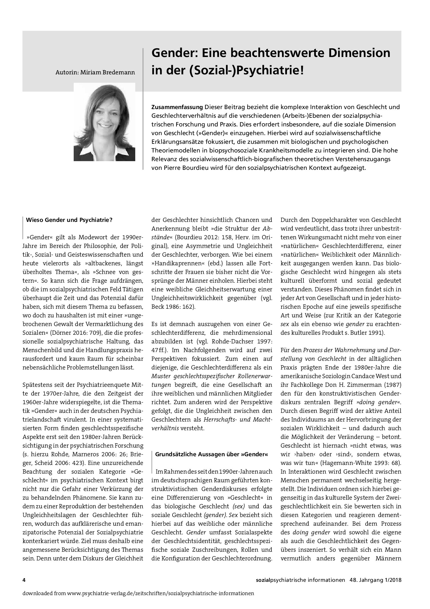 Vorschauseite 1: Gender: Eine beachtenswerte Dimension in der (Sozial-)Psychiatrie!