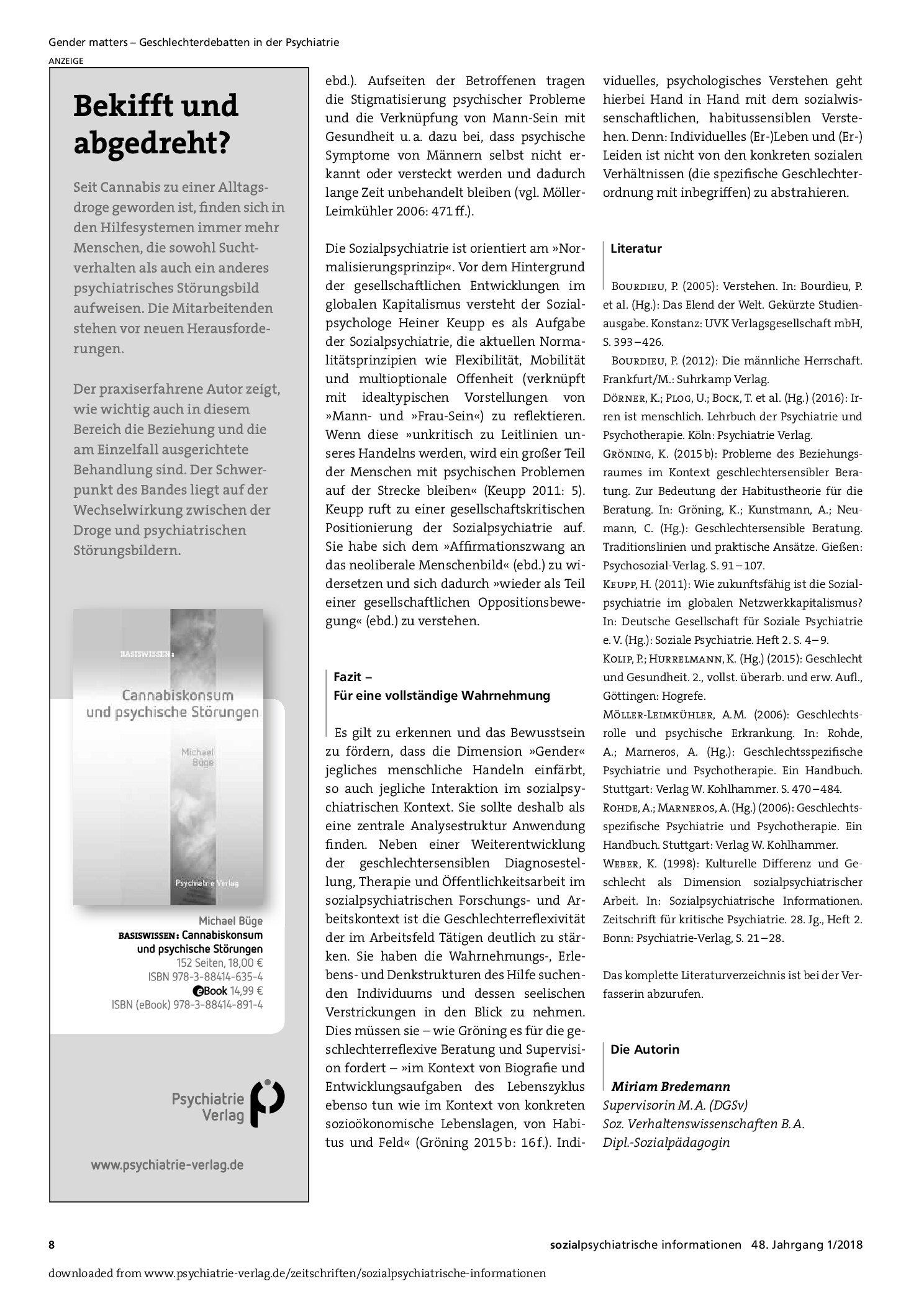 Vorschauseite 5: Gender: Eine beachtenswerte Dimension in der (Sozial-)Psychiatrie!
