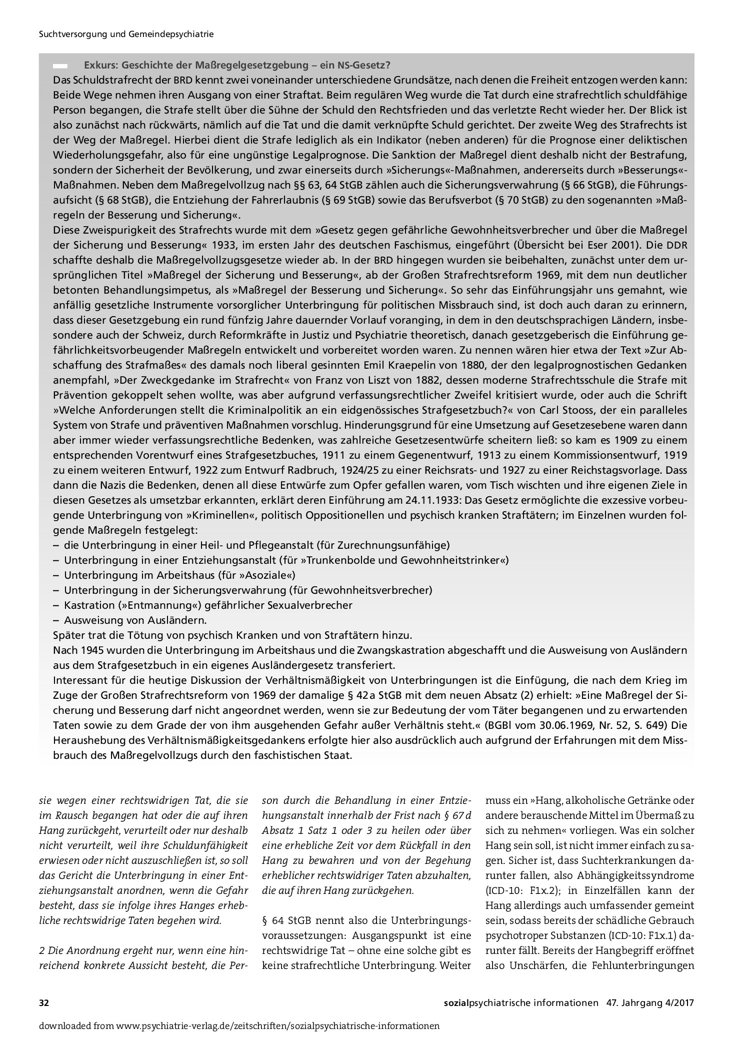 Vorschauseite 2: Unterbringung in der Entziehungsanstalt nach § 64 StGB – Reformprojekt oder Auslaufmodell?
