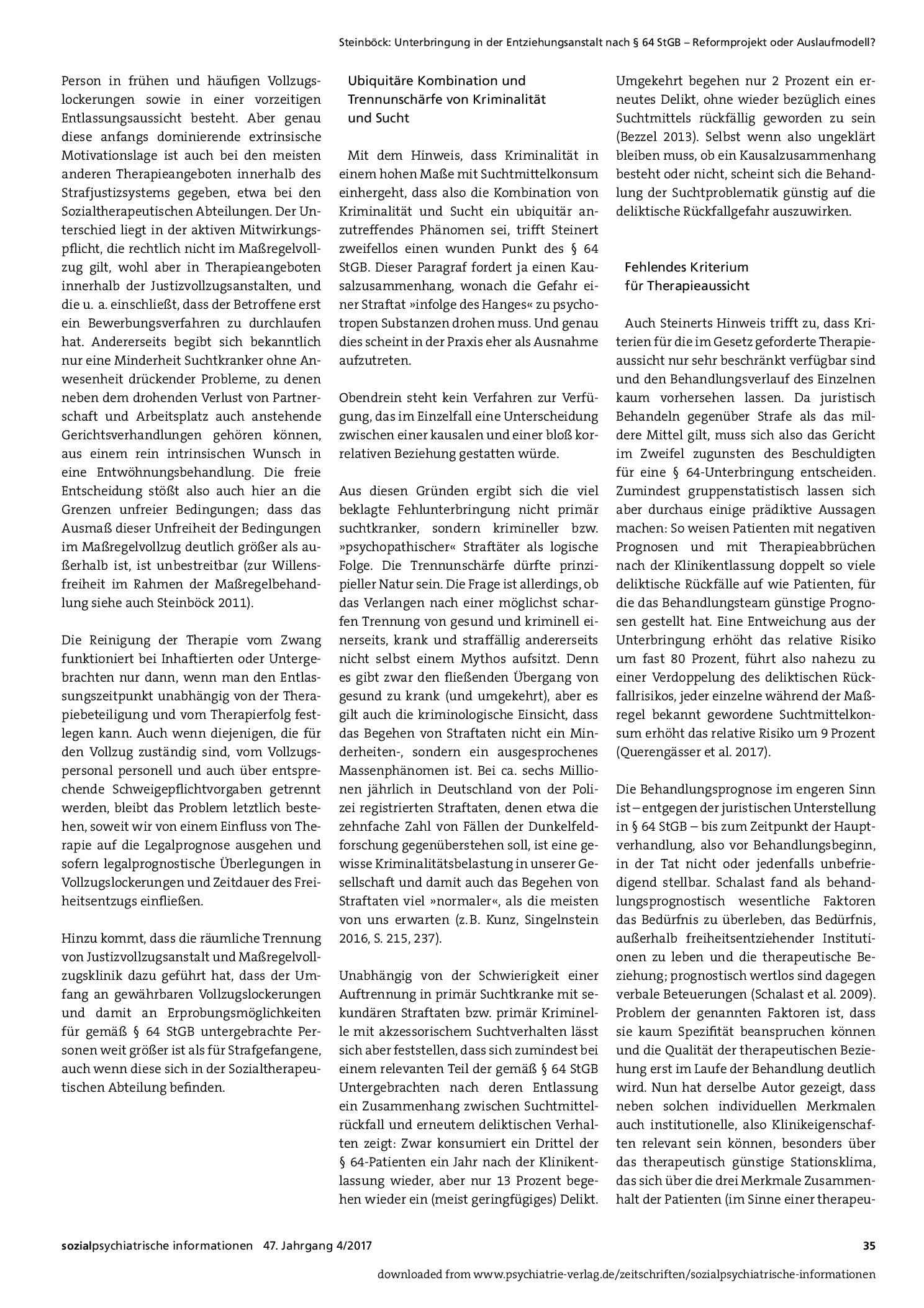 Vorschauseite 5: Unterbringung in der Entziehungsanstalt nach § 64 StGB – Reformprojekt oder Auslaufmodell?