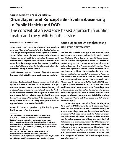 Vorschauseite 1: Grundlagen und Konzepte der Evidenzbasierung in Public Health und ÖGD