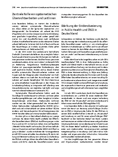 Vorschauseite 2: Grundlagen und Konzepte der Evidenzbasierung in Public Health und ÖGD
